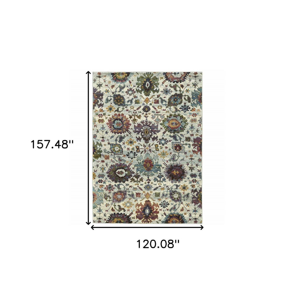 10' X 13' Purple and Gray Oriental Power Loom Area Rug - Homeroots - Flyclothing LLC