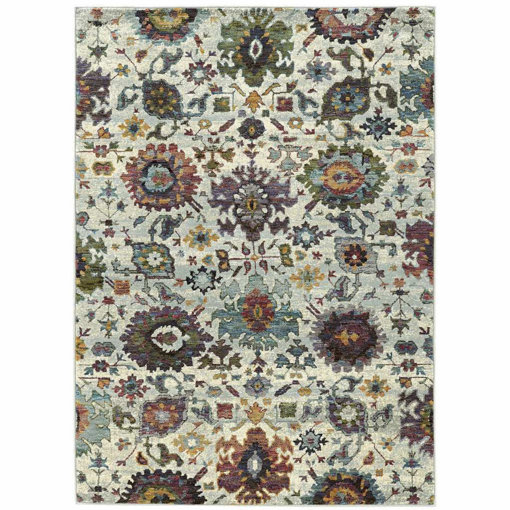 7' X 10' Purple and Gray Oriental Power Loom Area Rug - Homeroots - Flyclothing LLC