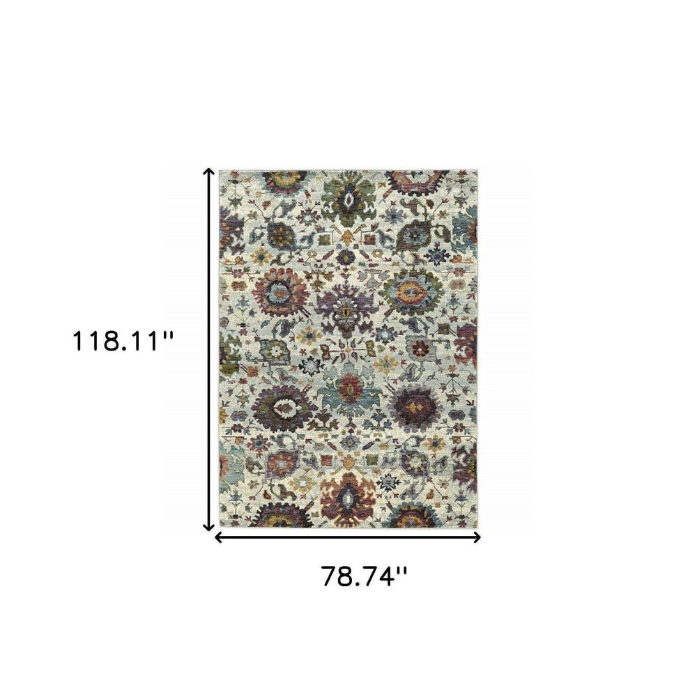 7' X 10' Purple and Gray Oriental Power Loom Area Rug - Homeroots - Flyclothing LLC