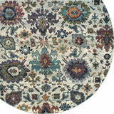 8' Purple and Gray Round Oriental Power Loom Area Rug - Homeroots - Flyclothing LLC