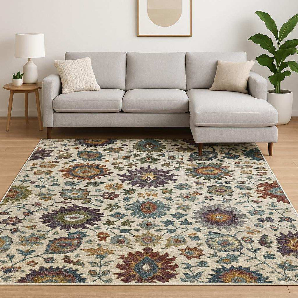 8' X 11' Purple and Gray Oriental Power Loom Area Rug - Homeroots - Flyclothing LLC