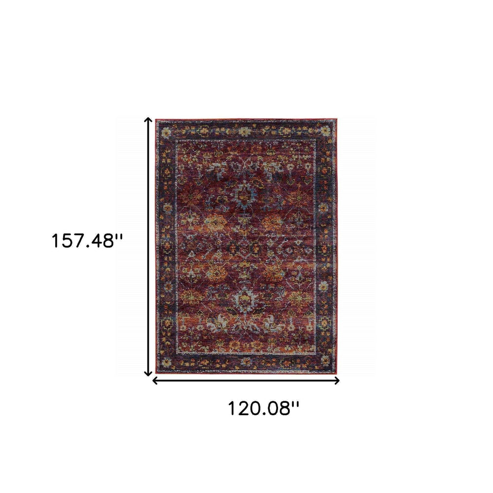 10' X 13' Red Purple Oriental Power Loom Area Rug - Homeroots - Flyclothing LLC
