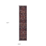 12' Runner Red Purple Gold and Grey Oriental Power Loom Runner Rug - Homeroots - Flyclothing LLC