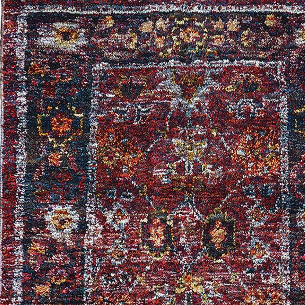12' Runner Red Purple Gold and Grey Oriental Power Loom Runner Rug - Homeroots - Flyclothing LLC