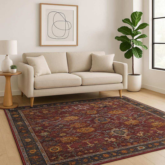 5' X 7' Red Purple Oriental Power Loom Area Rug - Homeroots - Flyclothing LLC