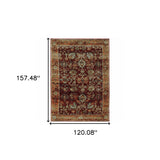 10' X 13' Red and Gold Oriental Power Loom Area Rug - Homeroots - Flyclothing LLC