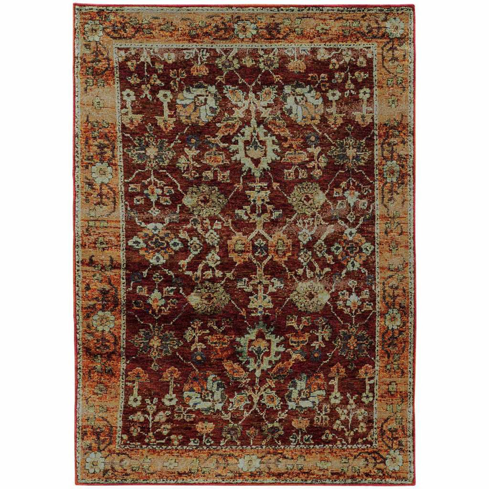 2' X 3' Red and Gold Oriental Power Loom Area Rug - Homeroots - Flyclothing LLC