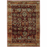 2' X 3' Red and Gold Oriental Power Loom Area Rug - Homeroots - Flyclothing LLC