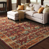 2' X 3' Red and Gold Oriental Power Loom Area Rug - Homeroots - Flyclothing LLC