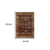 8' X 11' Red and Gold Oriental Power Loom Area Rug - Homeroots - Flyclothing LLC