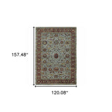 10' X 13' Blue and Green Oriental Power Loom Area Rug - Homeroots - Flyclothing LLC