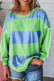 Color Block Round Neck Long Sleeve Top - Trendsi - Flyclothing LLC