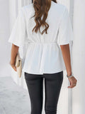 Devine Tied Front Peplum Blouse - Trendsi - Flyclothing LLC