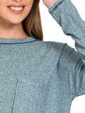Zenana Soft Melange Hacci Round-Neck Long Sleeve T-Shirt - Trendsi - Flyclothing LLC