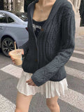Cable Knit Button Up Cardigan - Trendsi - Flyclothing LLC