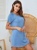 Round Neck Short Sleeve Lounge Dress - Trendsi - Flyclothing LLC