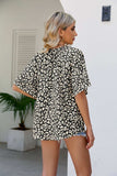 Leopard Notched Half Sleeve Blouse - Trendsi - Flyclothing LLC