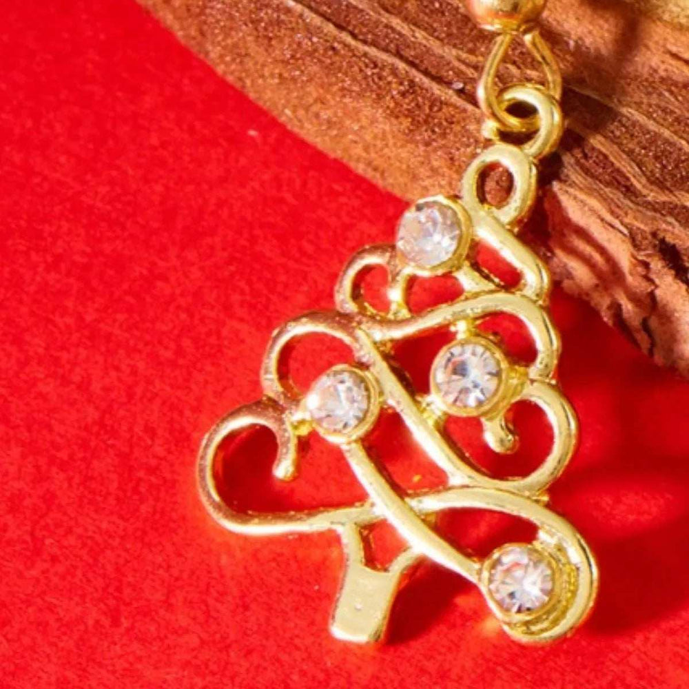 18K Gold-Plated Rhinestone Christmas Tree Dangle Earrings - Trendsi - Flyclothing LLC