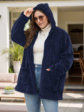 Plus Size Zip Up Long Sleeve Hooded Outerwear - Trendsi - Flyclothing LLC