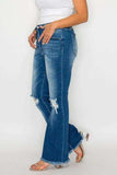 bytos Full Size Raw Hem Distressed High Rise Bootcut Jeans - Trendsi - Flyclothing LLC