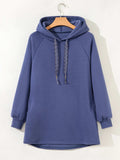 Fleece Lined Adjustable Drawstring Oversize Tunic Hoodie - Trendsi - Flyclothing LLC