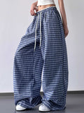 Drawstring Plaid Wide Leg Pants - Trendsi - Flyclothing LLC