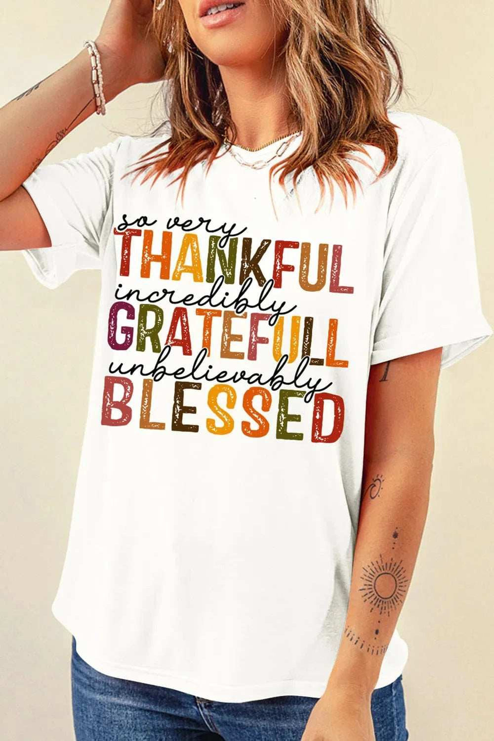 Letter Graphic Round Neck Short Sleeve T-Shirt - Trendsi - Flyclothing LLC