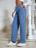 High Waist Straight Leg Jeans with Pockets - Trendsi - Flyclothing LLC