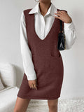 V-Neck Sleeveless Sweater Dress with Pockets - Trendsi - Flyclothing LLC