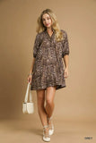 Umgee Full Size Leopard Print Mini Dress with Contrast Trim Plus Size - Trendsi - Flyclothing LLC