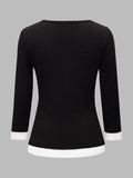 Contrast Trim Long Sleeve T-Shirt - Trendsi - Flyclothing LLC