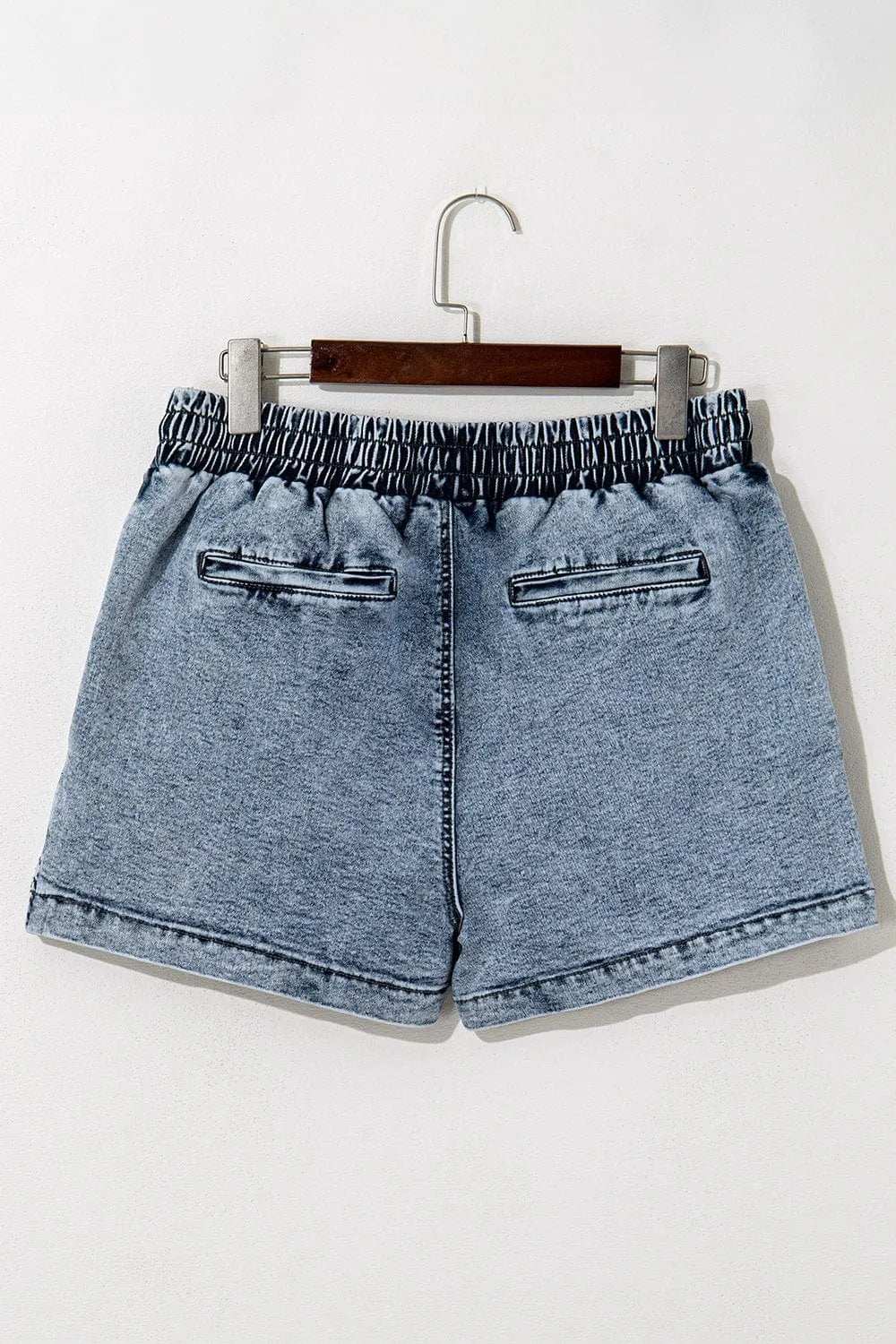 Drawstring High Waist Pocketed Denim Shorts - Trendsi - Flyclothing LLC