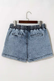 Drawstring High Waist Pocketed Denim Shorts - Trendsi - Flyclothing LLC
