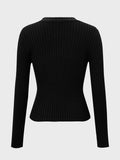 Long Sleeve Ribbed Knit Top - Trendsi - Flyclothing LLC