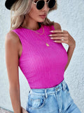 Textured Round Neck Tank - Trendsi - Flyclothing LLC