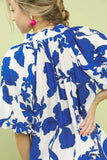 Umgee Floral Print Puff Sleeve Blouse with Scallop Hem - Trendsi - Flyclothing LLC