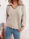 Ribbed Hem Raglan Sleeve Sweater - Trendsi - Flyclothing LLC