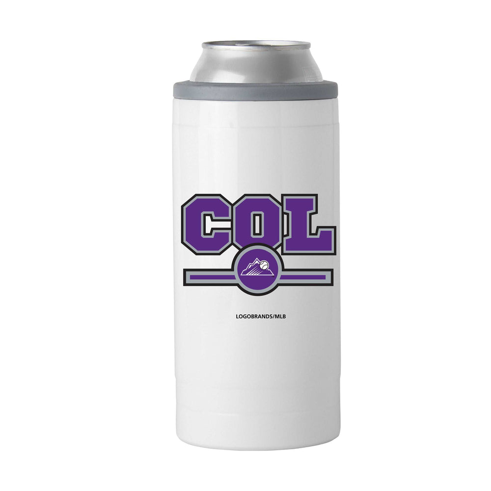 Colorado Rockies Letterman 12 oz Slim Can Coolie - Logo Brands - Flyclothing LLC
