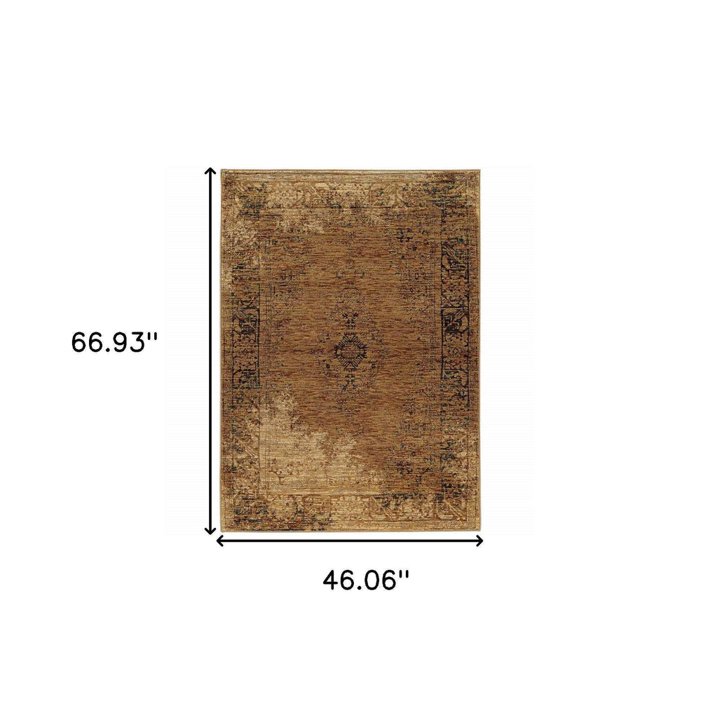 3' X 5' Brown Oriental Power Loom Area Rug - Homeroots - Flyclothing LLC