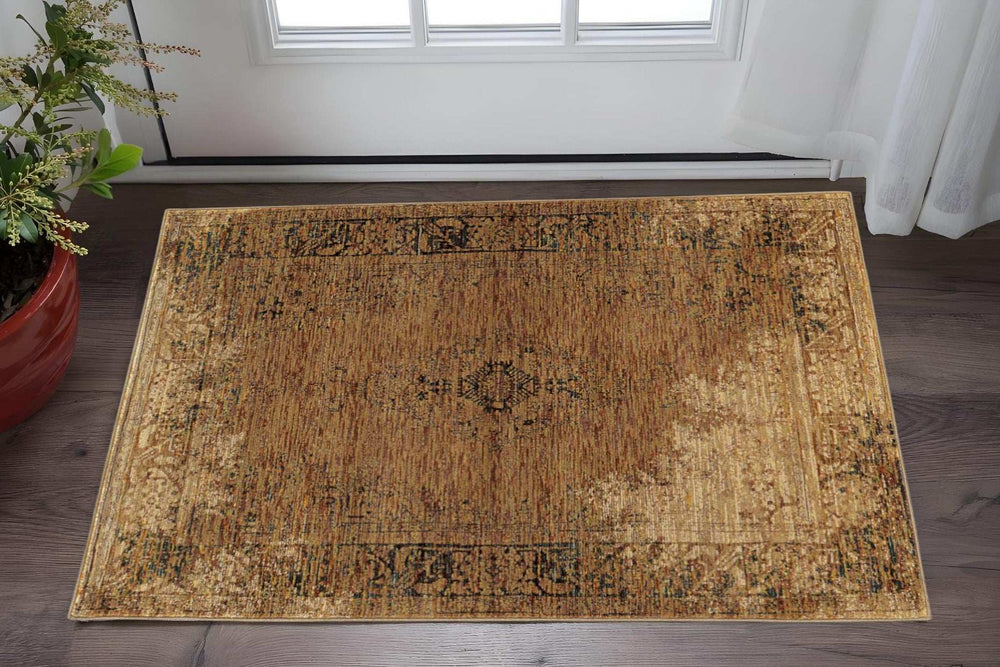 3' X 5' Brown Oriental Power Loom Area Rug - Homeroots - Flyclothing LLC