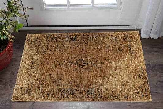 3' X 5' Brown Oriental Power Loom Area Rug - Homeroots - Flyclothing LLC