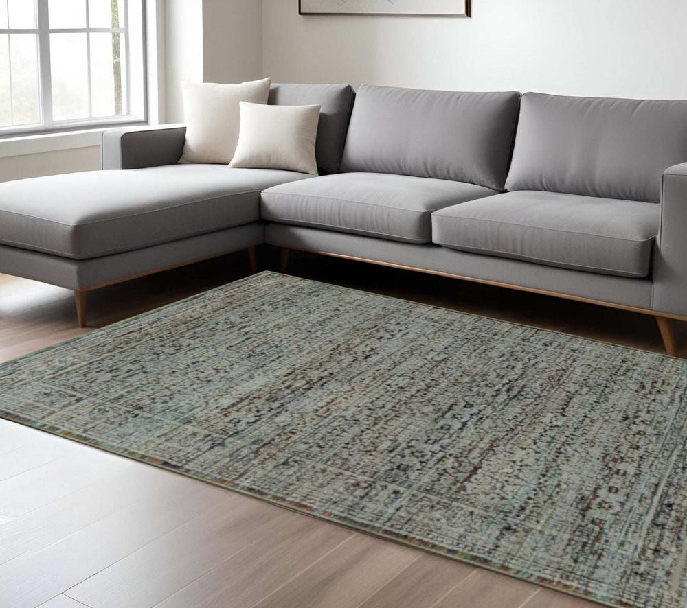 7' X 10' Blue Green Oriental Power Loom Area Rug - Homeroots - Flyclothing LLC