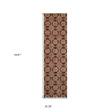 8' Runner Red and Gold Oriental Power Loom Runner Rug - Homeroots - Flyclothing LLC