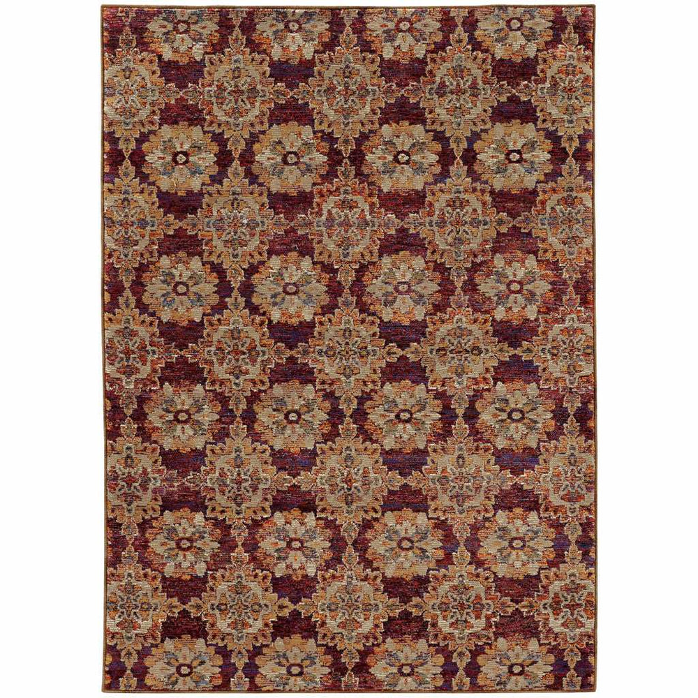 3' X 5' Red and Gold Oriental Power Loom Area Rug - Homeroots - Flyclothing LLC