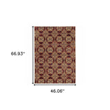 3' X 5' Red and Gold Oriental Power Loom Area Rug - Homeroots - Flyclothing LLC