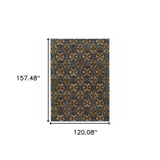 10' X 13' Blue and Gold Oriental Power Loom Area Rug - Homeroots - Flyclothing LLC