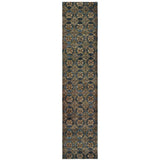 12' Runner Blue and Gold Oriental Power Loom Runner Rug - Homeroots - Flyclothing LLC