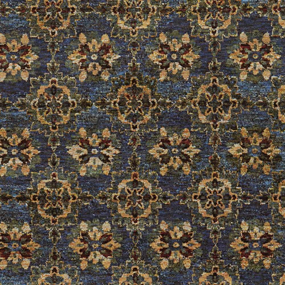 5' X 7' Blue and Gold Oriental Power Loom Area Rug - Homeroots - Flyclothing LLC