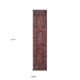 12' Runner Red and Gold Oriental Power Loom Runner Rug - Homeroots - Flyclothing LLC