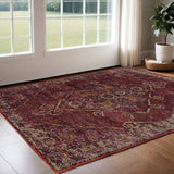 3' X 5' Red and Gold Oriental Power Loom Area Rug - Homeroots - Flyclothing LLC